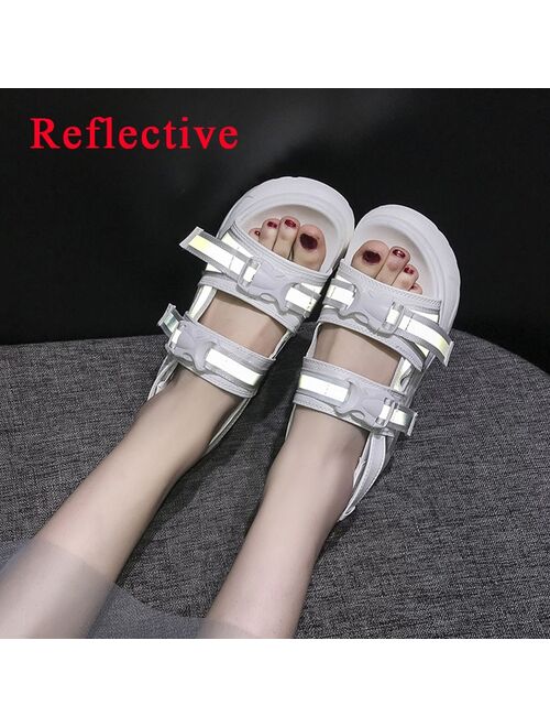 LazySeal Summer Women Sandals Buckle Design Black White Platform Sandals Comfortable Women Thick Sole Beach Shoes 393M