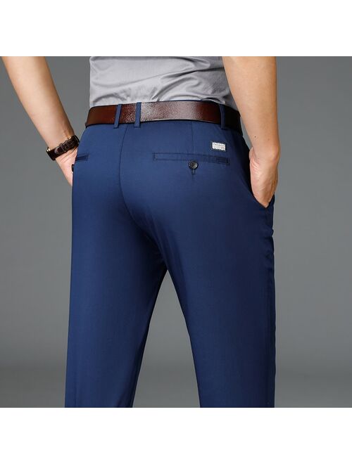 Spring and Summer Men's Thin Royal Blue Casual Pants 4 Colors Cotton Business Fashion Stretch Straight Trousers Male Brand,7119B