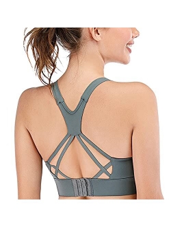 Women's Full Coverage Front Closure Wire Free Back Support Posture Bra with Adjustable Straps Comfort Workout Bra