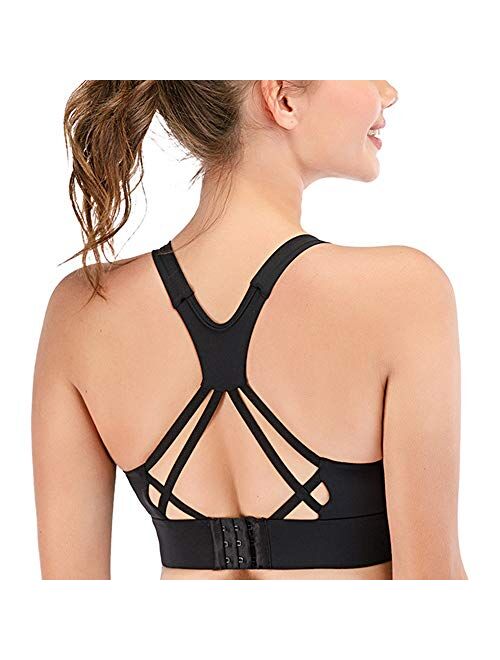 Women's Full Coverage Front Closure Wire Free Back Support Posture Bra with Adjustable Straps Comfort Workout Bra