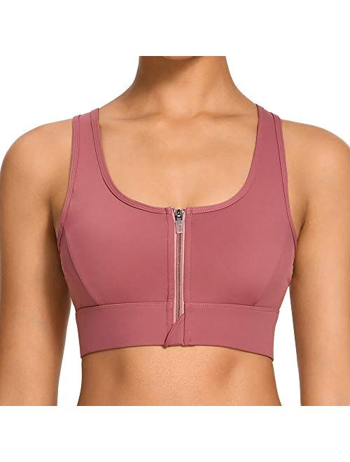 Women's Full Coverage Front Closure Wire Free Back Support Posture Bra with Adjustable Straps Comfort Workout Bra