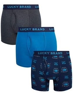 Lucky Brand Men's Cotton Stretch Boxer Briefs with Functional Fly