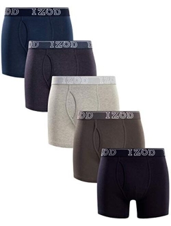 Mens Underwear Cotton Stretch Boxer Briefs with Functional Fly (5 Pack)