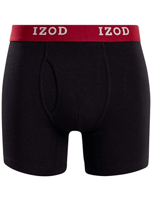 IZOD Men’s Underwear – Cotton Stretch Boxer Briefs with Functional Fly (5 Pack)