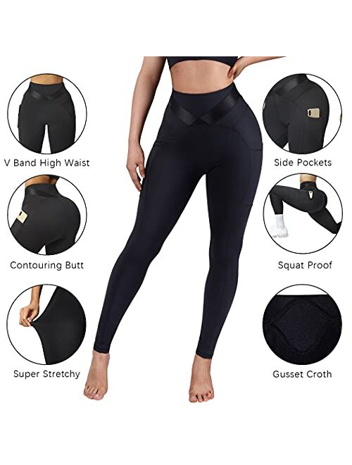 SUUKSESS Women Butt Lifting Capri Leggings with Pockets 7/8 Length Twist High Waisted Yoga Pants