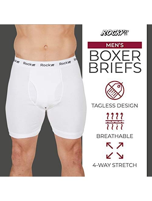 Rocky Men's Boxer Briefs Breath-Easy Cotton Fabric Pouch Underwear, Tagless