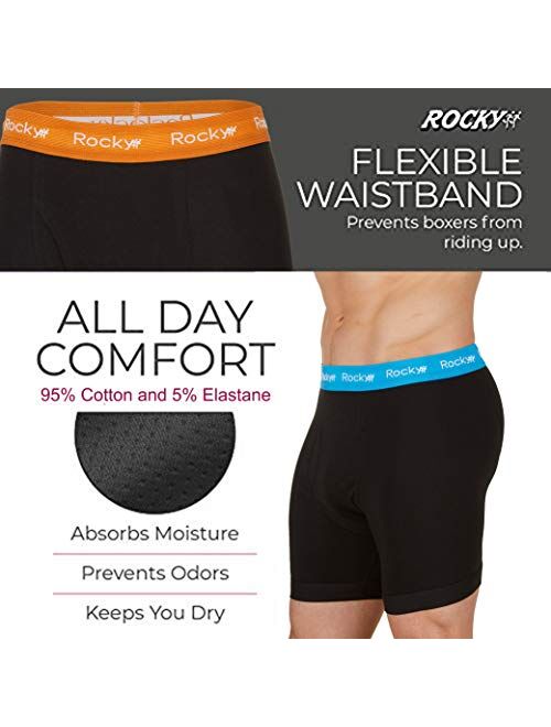 Rocky Men's Boxer Briefs Breath-Easy Cotton Fabric Pouch Underwear, Tagless