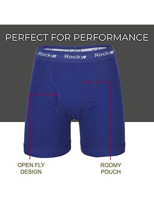 Rocky Men's Boxer Briefs Breath-Easy Cotton Fabric Pouch Underwear, Tagless