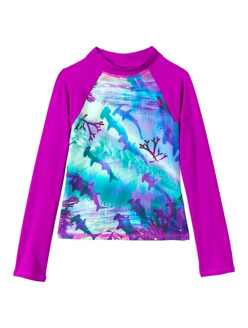 Girls 7-16 Lands' End Long Sleeve Mockneck Swim Rash Guard