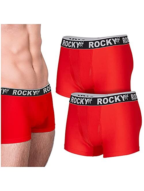 Rocky Men's Boxer Briefs 4-Way High Performance Pouch Underwear, 2-Pack Tagless