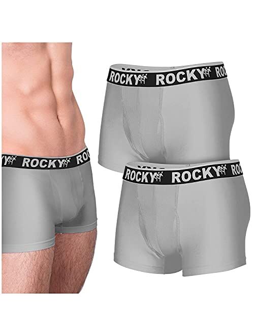 Rocky Men's Boxer Briefs 4-Way High Performance Pouch Underwear, 2-Pack Tagless