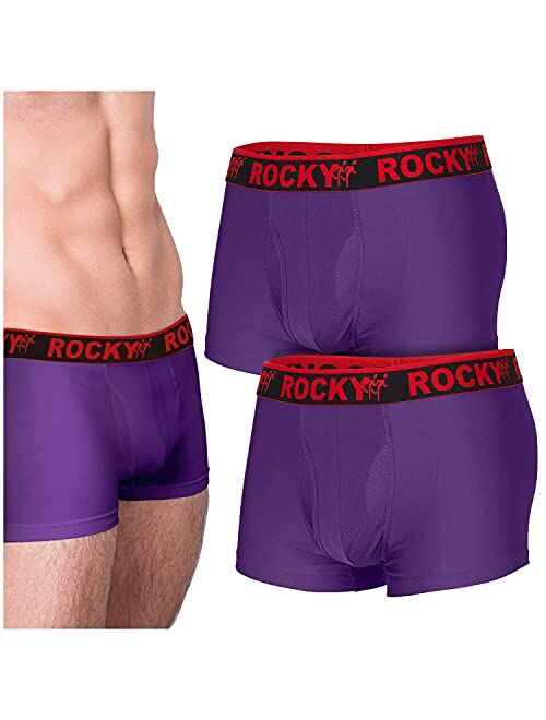 Rocky Men's Boxer Briefs 4-Way High Performance Pouch Underwear, 2-Pack Tagless