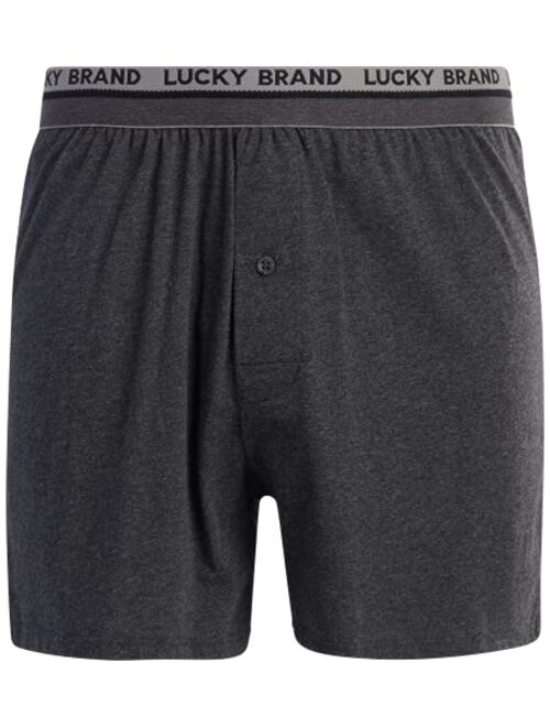 Lucky Brand Men's Underwear - 100% Cotton Knit Boxers (6 Pack)