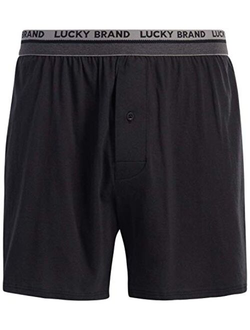 Lucky Brand Men's Underwear - 100% Cotton Knit Boxers (6 Pack)