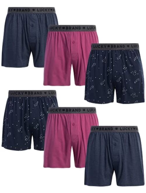 Lucky Brand Men's Underwear - 100% Cotton Knit Boxers (6 Pack)