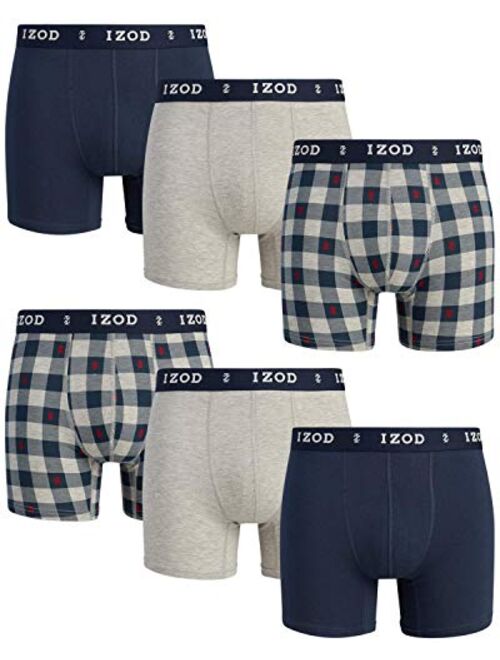 IZOD Men’s Underwear – Cotton Stretch Boxer Briefs with Comfort Pouch (6 Pack)