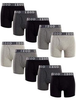 Mens Underwear Cotton Stretch Boxer Briefs with Functional Fly (10 Pack)