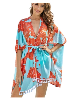 Kimonos for Women - Summer Swim Cover Up - Plus Size Kimono Cardigan - Floral and Multi Color