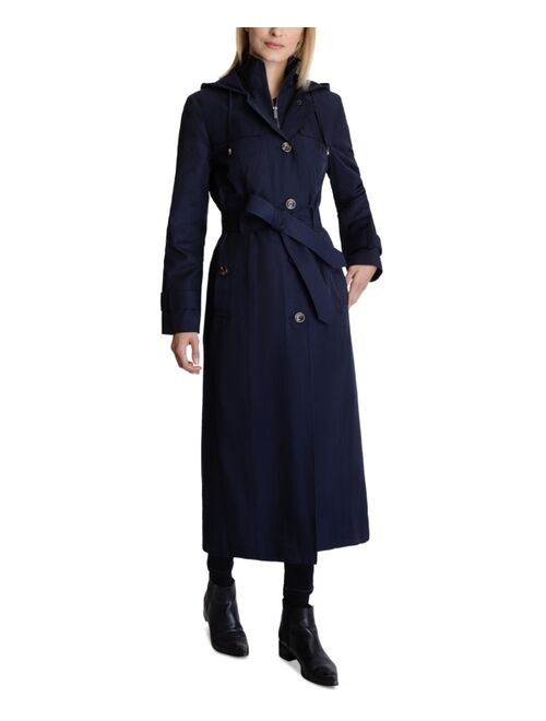 London Fog Bibbed Hooded Maxi Trench Coat