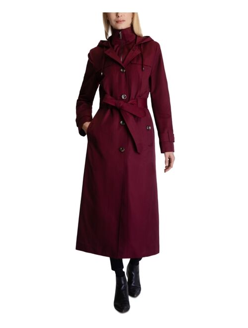 London Fog Bibbed Hooded Maxi Trench Coat