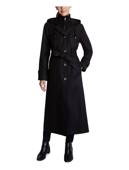 London Fog Bibbed Hooded Maxi Trench Coat