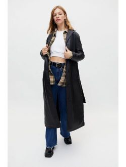 UO Luna Faux Leather Trench Coat
