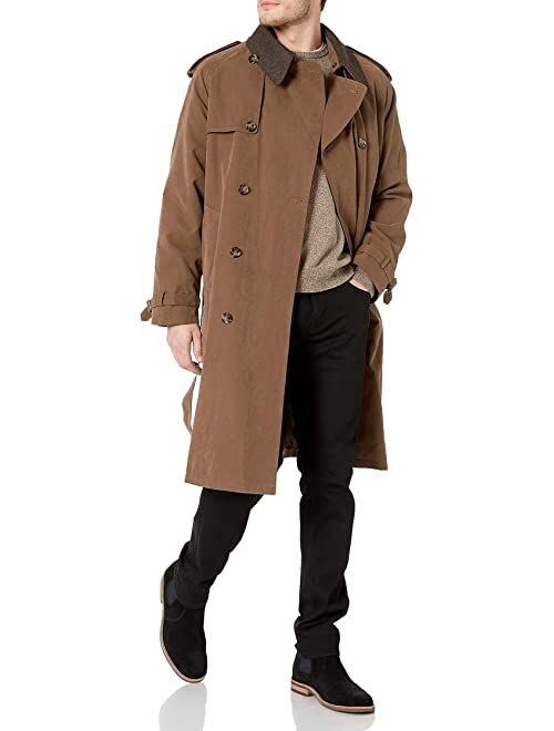 London Fog Iconic Double Breasted Trench Coat With Zip-out Liner and Removable Top Collar