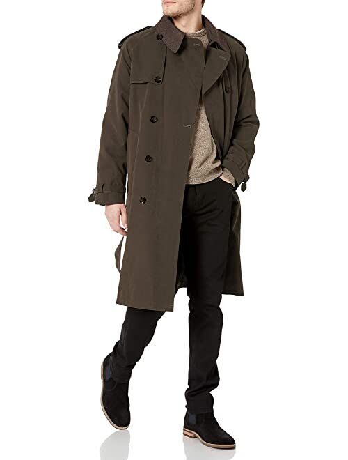 London Fog Iconic Double Breasted Trench Coat With Zip-out Liner and Removable Top Collar
