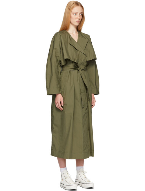 GANNI Khaki Canvas Trench Coat