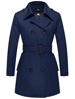 ZSHOW Women's Double-Breasted Trench Coat Mid-Length Belted Lapel Overcoat