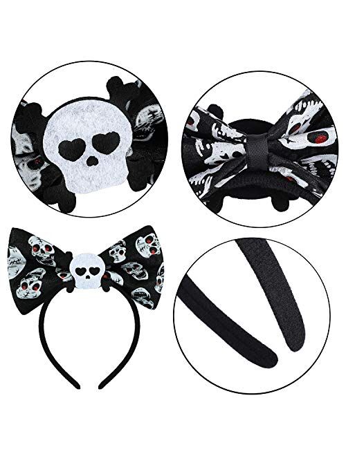 Aneco 9 Pack Halloween Costume Headbands Assorted Halloween Element Headbands Witch Spider Tombstone Skull Costume Headwear for Halloween Party Decoration