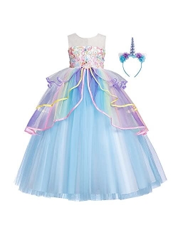 MYRISAM Unicorn Costume Princess Birthday Pageant Party Dance Performance Carnival Long Maxi Tulle Fancy Dress Up Outfits