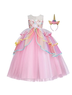 MYRISAM Unicorn Costume Princess Birthday Pageant Party Dance Performance Carnival Long Maxi Tulle Fancy Dress Up Outfits