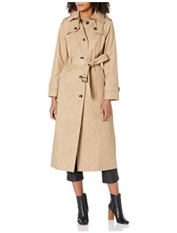 Women's Single Breasted Long Trench Coat with Epaulettes and Belt