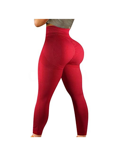 High Waist Yoga Pants for Women Seamless Scrunch Booty Leggings Butt Lifting Stretchy Tights Squat Proof Booty Pants