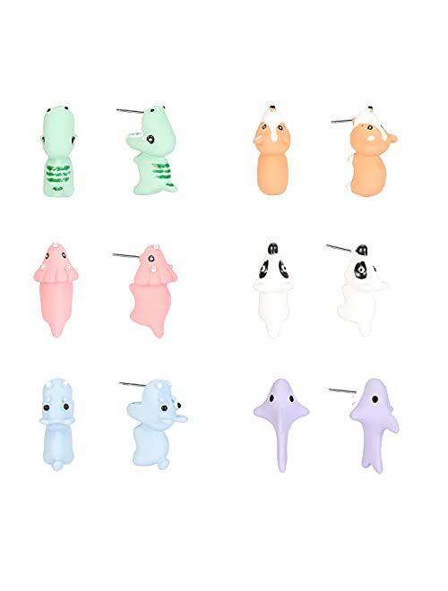 Cute Animal Bite Earring Studs - 3D Clay Polymer Animal Ear Studs - Fashion Simple handmade Polyer Animal Stud Earrings for Girls Women