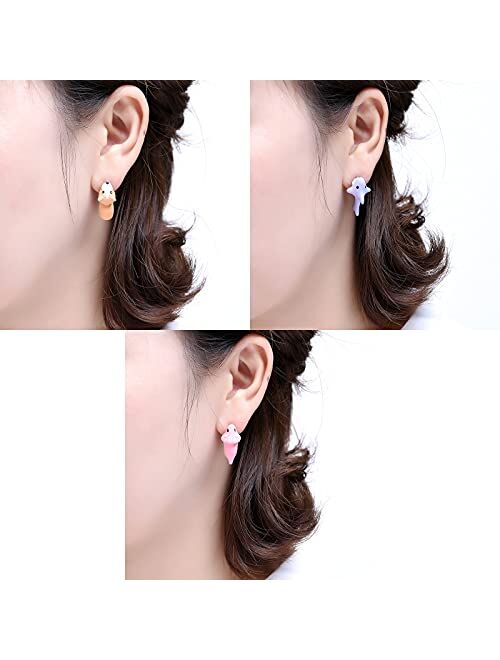 Cute Animal Bite Earring Studs - 3D Clay Polymer Animal Ear Studs - Fashion Simple handmade Polyer Animal Stud Earrings for Girls Women