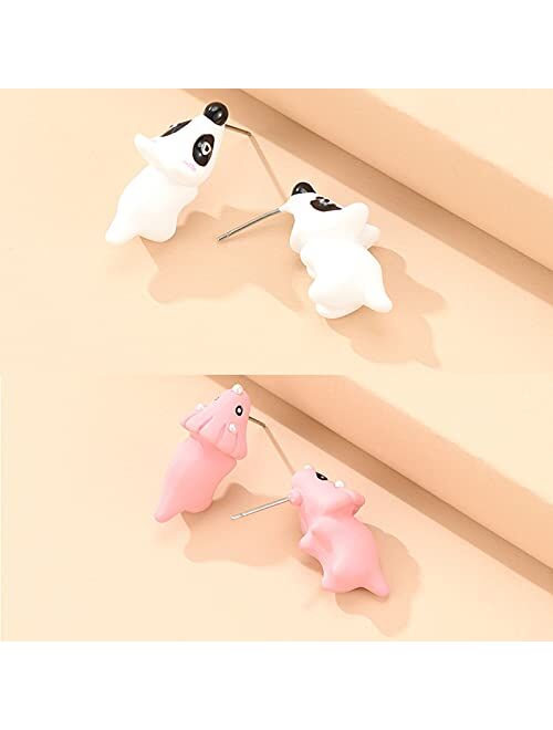 Cute Animal Bite Earring Studs - 3D Clay Polymer Animal Ear Studs - Fashion Simple handmade Polyer Animal Stud Earrings for Girls Women