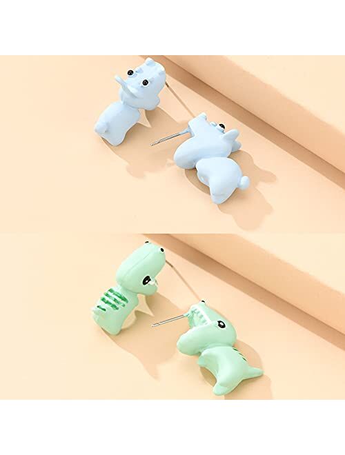 Cute Animal Bite Earring Studs - 3D Clay Polymer Animal Ear Studs - Fashion Simple handmade Polyer Animal Stud Earrings for Girls Women