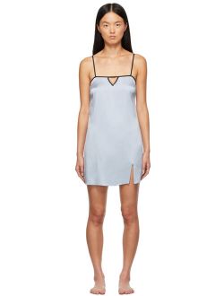 Blue Washable Silk Slip Dress