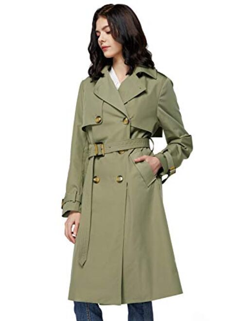 Orolay Women's 3/4 Length Double Breasted Trench Coat Lapel Jacket with Belt