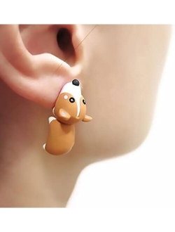 3D Cute Animal Bite Earring, Dinosaur Biting Ear Studs, 3D Cute Clay Earrings, Lovely Cartoon Shark Bite Piercing Earring, Handmade Polymer Animal Stud Earrings for Women