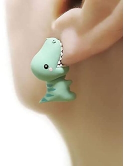 3D Cute Animal Bite Earring, Dinosaur Biting Ear Studs, 3D Cute Clay Earrings, Lovely Cartoon Shark Bite Piercing Earring, Handmade Polymer Animal Stud Earrings for Women