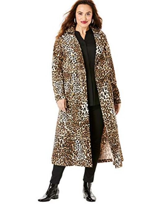 Roaman's Women's Plus Size Essential Trench Coat Double Breasted Raincoat