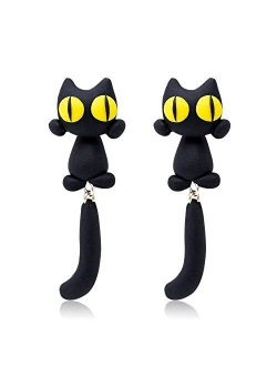 TTPAIAI 30 Handmade Polymer Clay Cute Stud Earrings For Women Girls，3D Animal Cartoon Biting Ears Stud Earrings