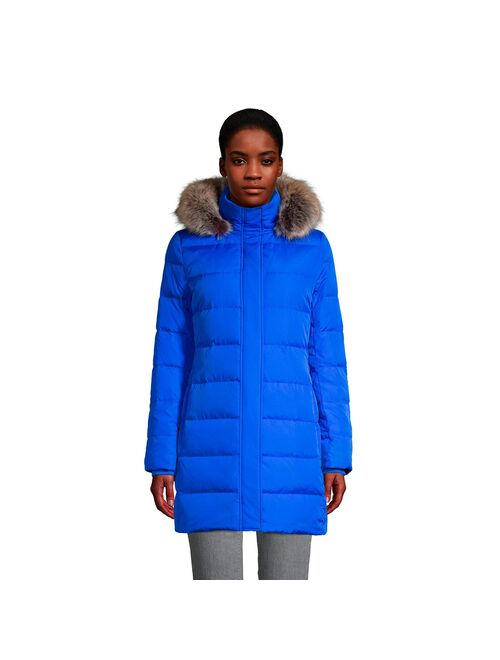 Women's Lands' End Faux-Fur Hood Long Down Coat