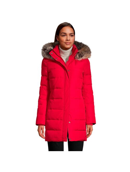 Women's Lands' End Faux-Fur Hood Long Down Coat