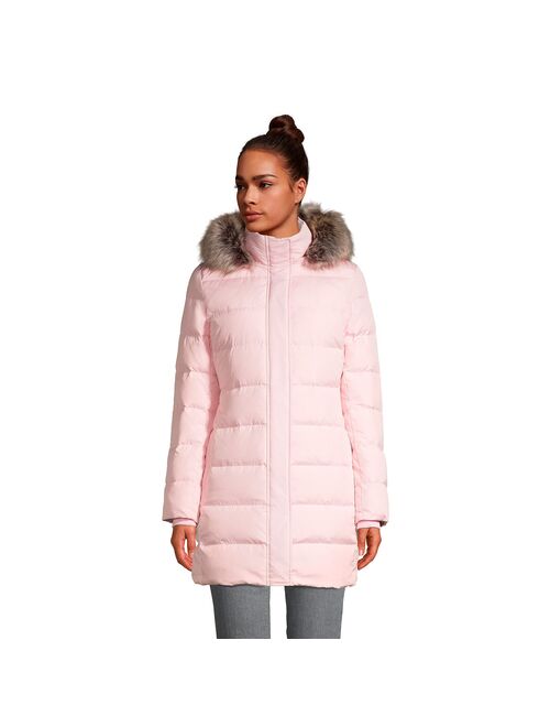 Women's Lands' End Faux-Fur Hood Long Down Coat