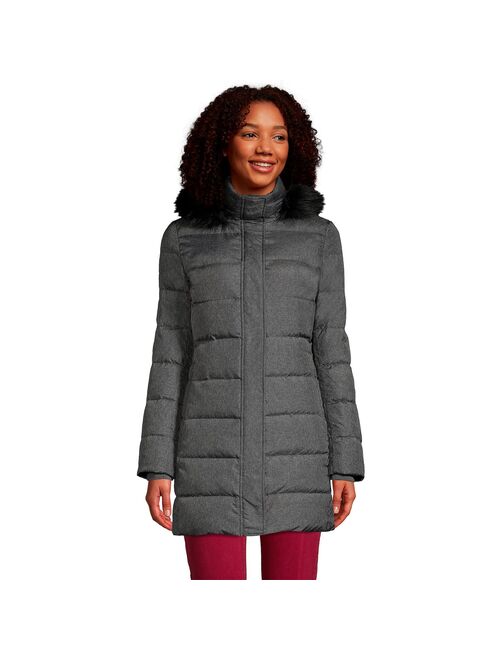 Women's Lands' End Faux-Fur Hood Long Down Coat