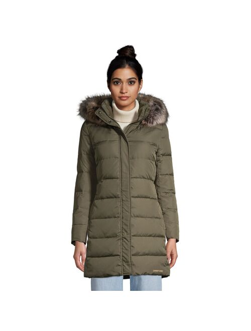 Women's Lands' End Faux-Fur Hood Long Down Coat